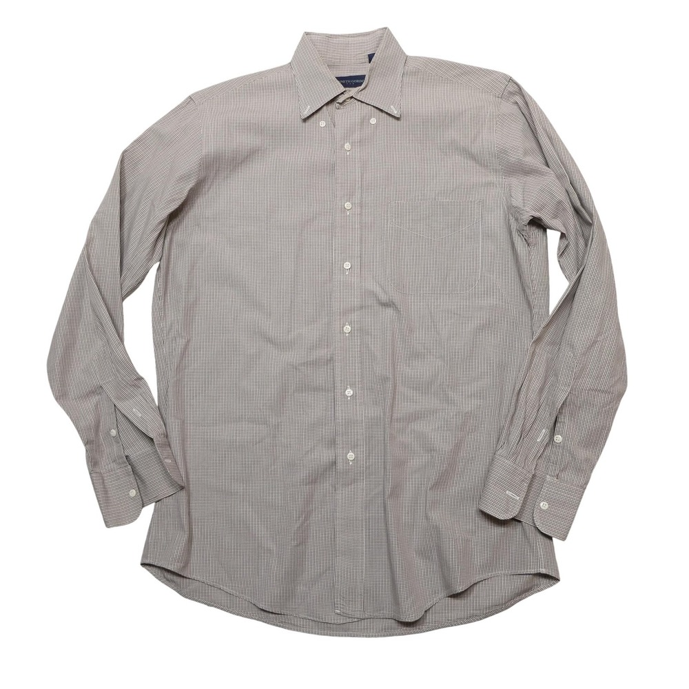 Kenneth Gordon Shirt Mens 15-34 Brown Check 100%‎ Cotton Dress Long Sleeve